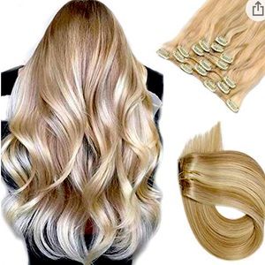 Real hair clip in hair extensions- blonde